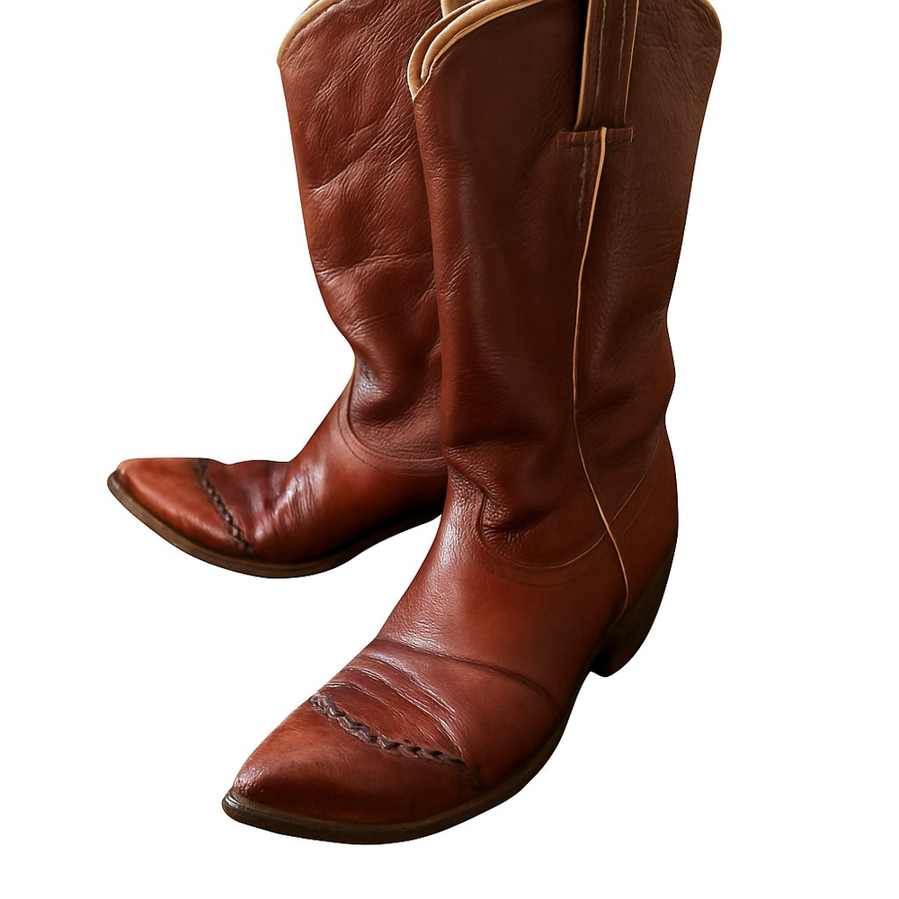Men's Tony Lama Brown Leather Cowboy Boots Size 8 - Picture 2 of 10